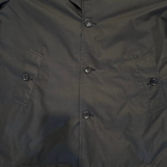 Towne by London Fog Black Trench Coat Jacket Quilted Lining Mens XL Mid Length - Picture 3 of 9